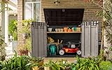 Keter Store It Out Pro Outdoor Garden Furniture Storage Shed Beige with Brown Lid Fade Free All Weather Resistant Safe and Secure Zero Maintenance 5 year Warranty - 7