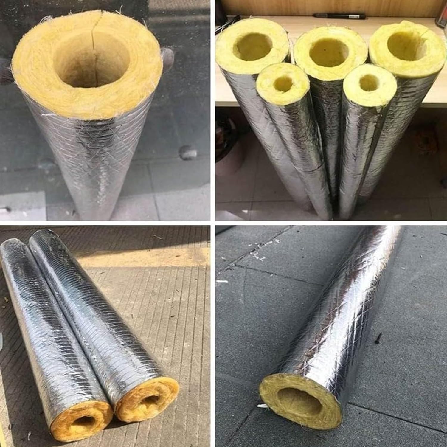 Manguito Aislante for tuberías de calderas, tubería de Lana de Vidrio, tubería Aislante de Lana de Roca, ignífuga y con reducción de Ruido, Industria y construcción(ID-89mm/3.5" TH-50mm/1.96")