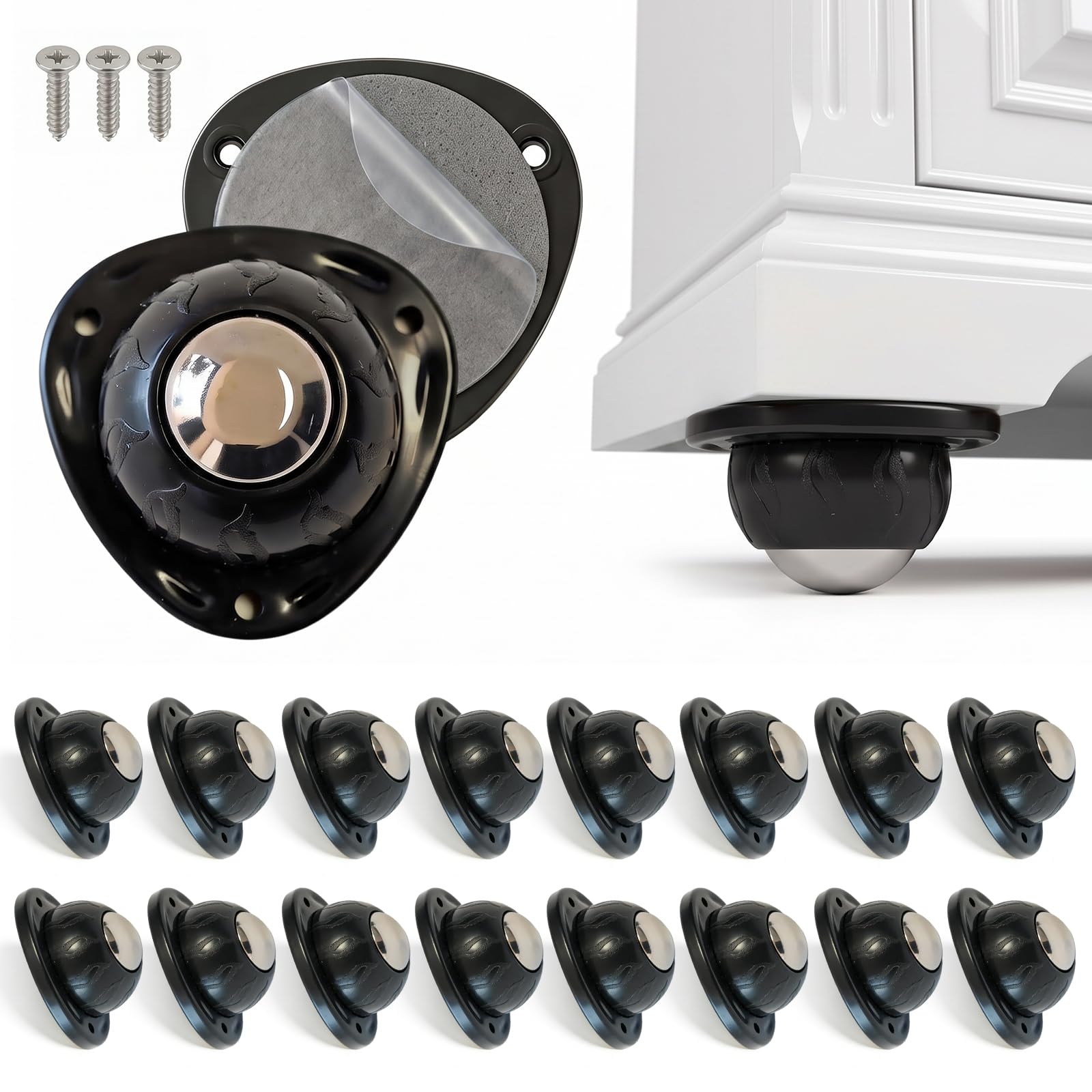 Heavy Duty Furniture Casters - Stick-On Wheels -14