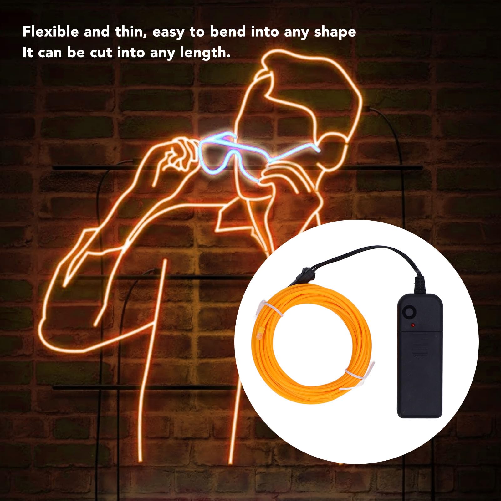 EL Wire Neon Rope Lights 16.4ft/5m Portable Glowing Strip Lights String Lighting with Battery Controller LED Wire Lights for Halloween Car DIY Clothes for Costumes Bikes Parties