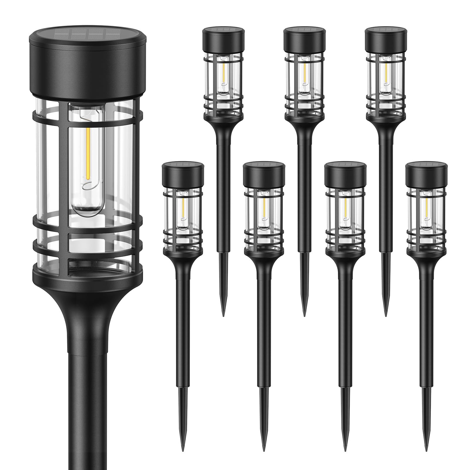 BUCASA Solarlampen für Außen Garten, 8 Stück Solarleuchten Garten mit Längere Arbeitzeit, IP65 Wasserdicht Extrem Helle Solar Gartenleuchten Deko für Balkon, Rasen, Terrasse, Hof Warmweiß Licht