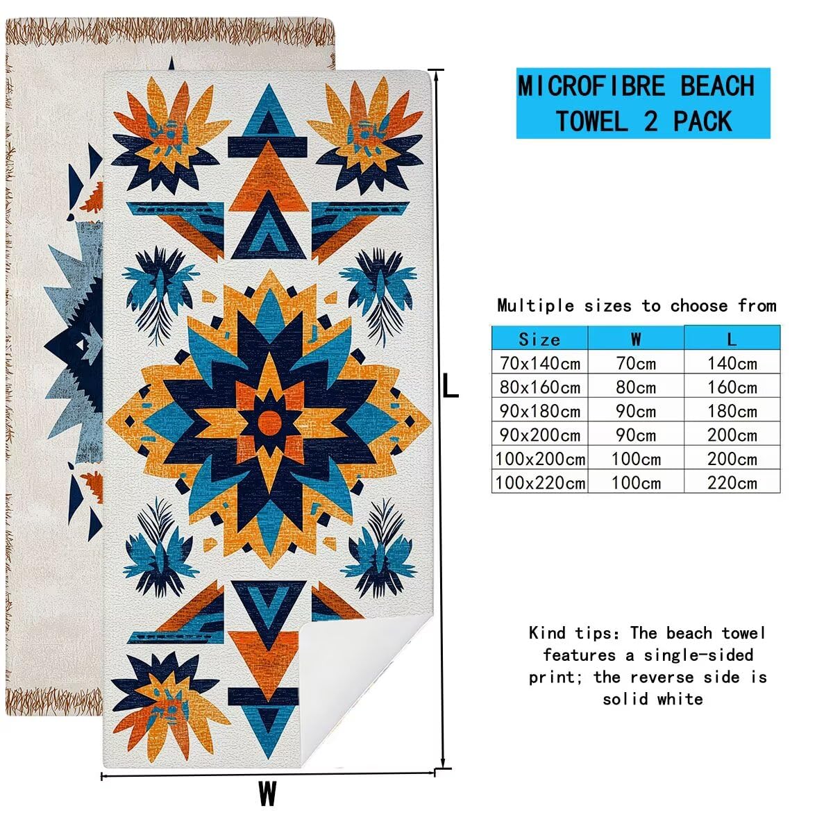 Ręcznik plażowy z mikrofibry, duży 90 x 180 cm, zestaw 2 szt., szybkoschnący, ręcznik do sauny, fitness w stylu retro, chłonny ręcznik kąpielowy, sportowy, bez piasku, ręcznik plażowy XXL, prezent dla