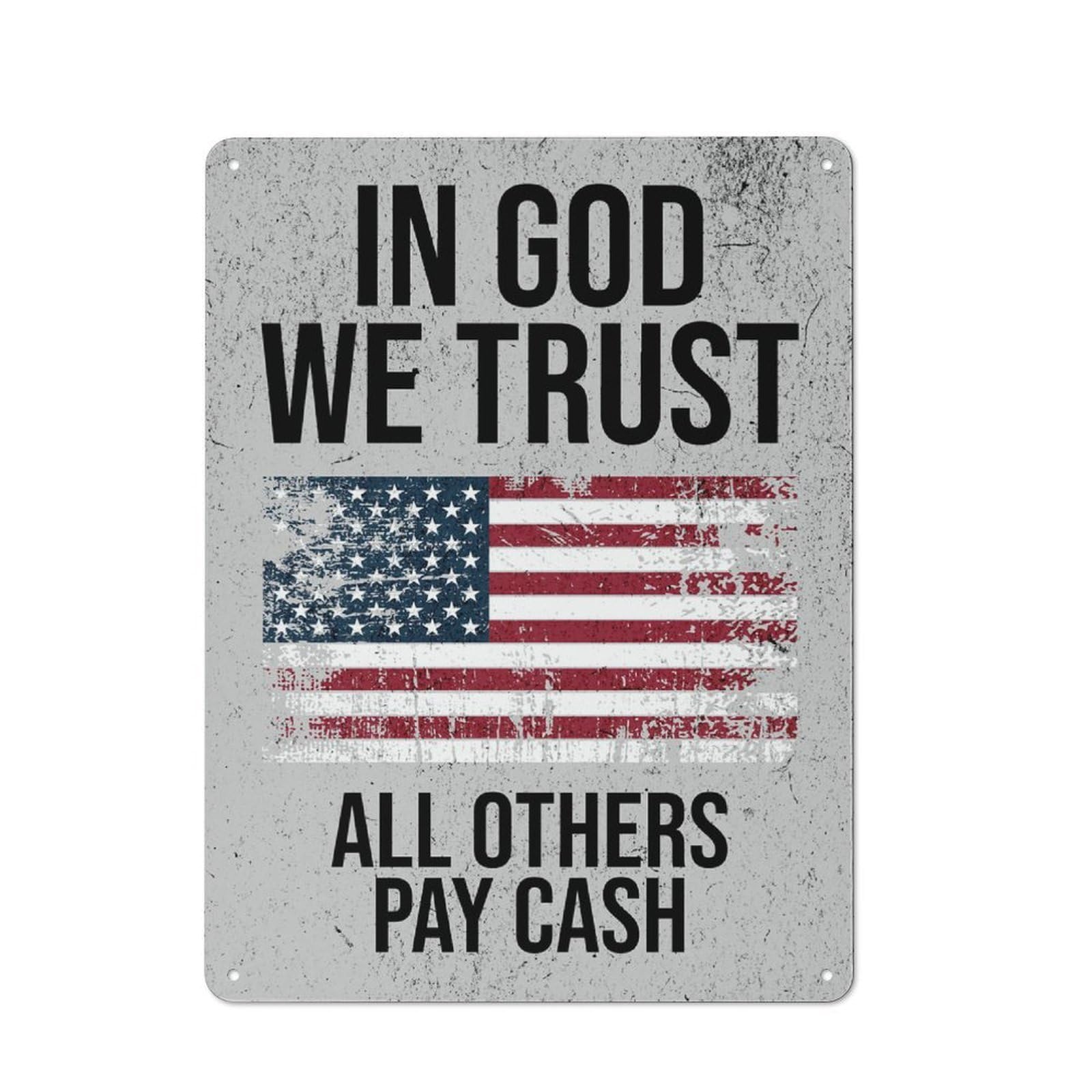 Junmoney Metal Distressed Funny God Trust Vintage Metal Gift Sign 40X30cm, Novelty Wall Art For Hallway, Home Bar, Garage Or Study