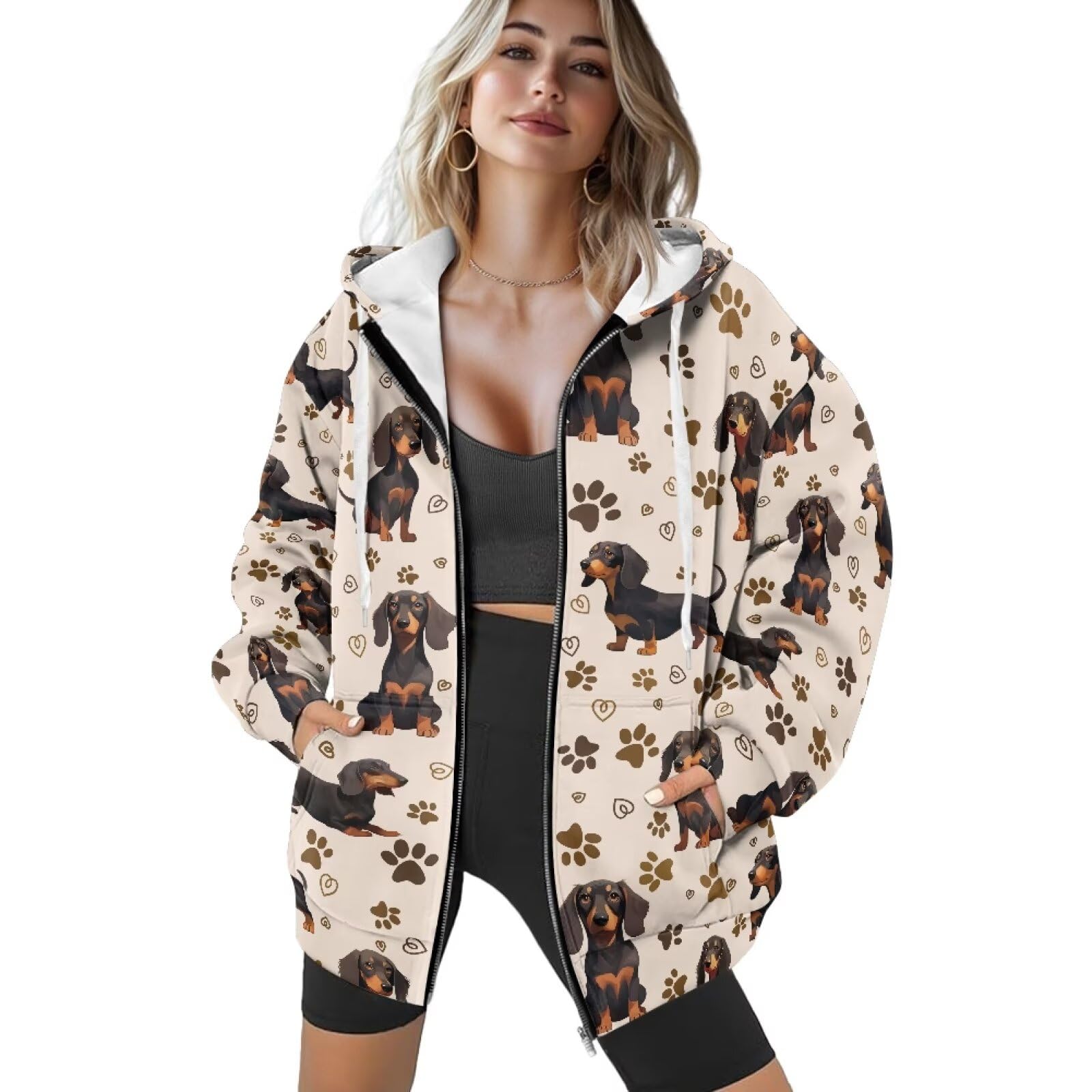 Biyejit Sudadera con capucha y bolsillo con cremallera, chaquetas holgadas de manga larga para invierno y otoño, tallas XS-4XL