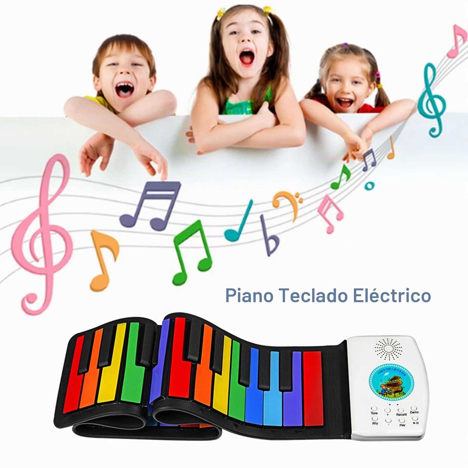 Piano de Silicona Enrollable y Portátil - 47 Teclas, 14 Canciones de Demostración Para Principiantes y Profesionales
