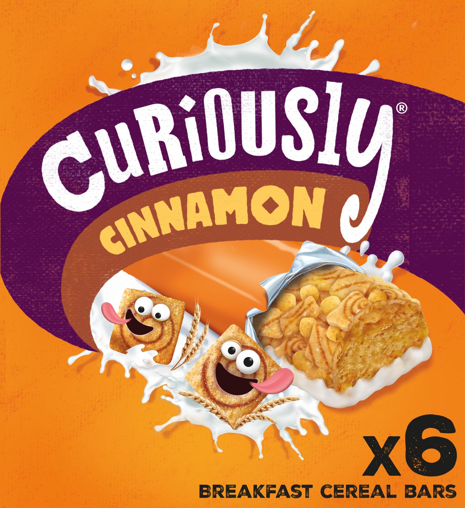 Nestlé Cereals - Curiously Cinnamon Breakfast Cereal & Milk Bar - High Fibre, 5 Vitamins & Calcium - 6 x 25g Bar Multipack