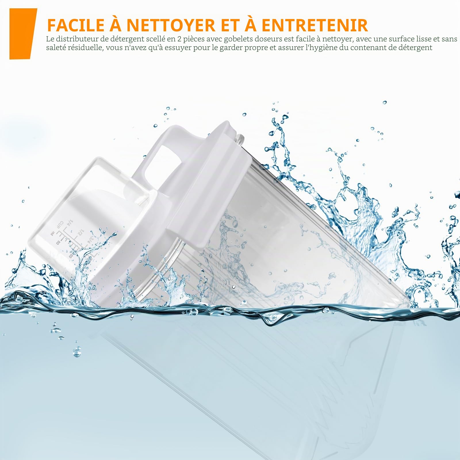2 Pièces Distributeur de Détergent Hermétique 2000 ml Avec Gobelet Doseur - Boîte de Rangement Multi-Usages Pour Lessive en Poudre