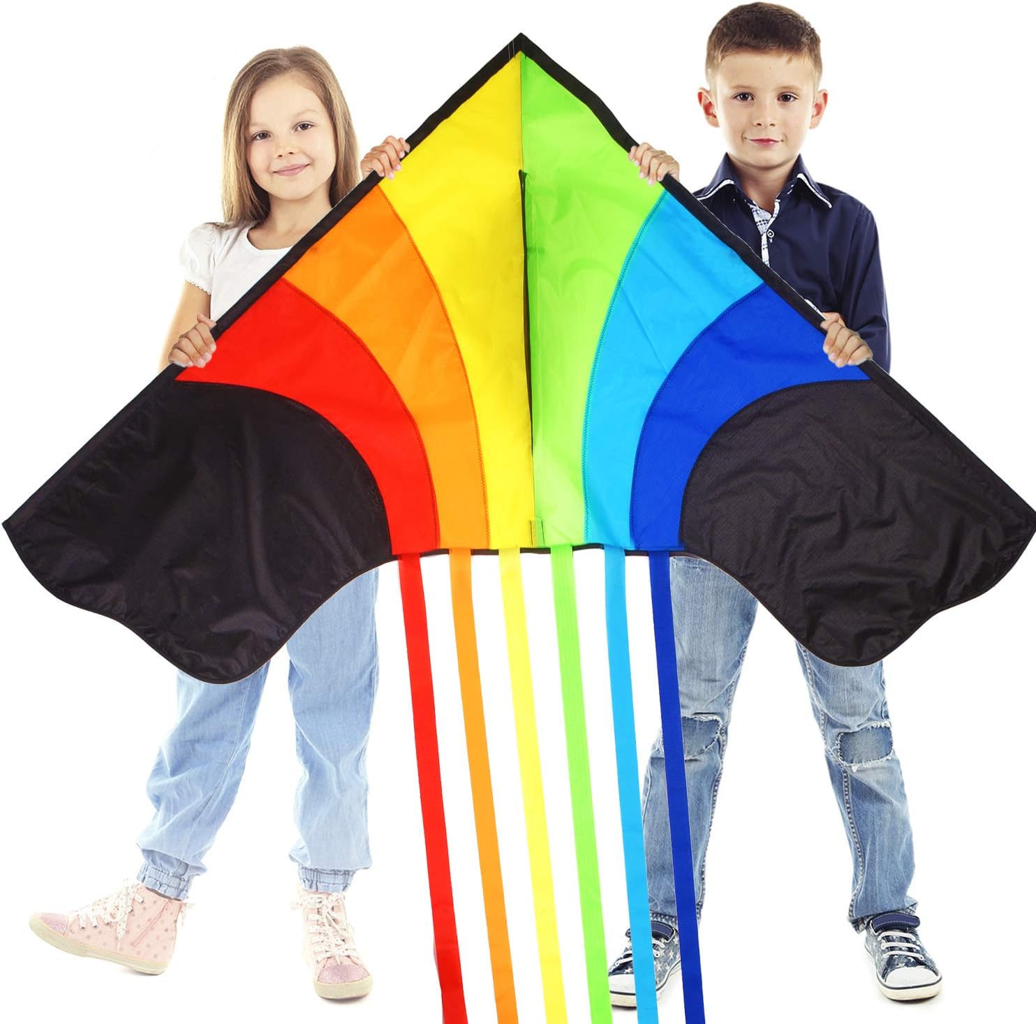 Original Rainbow Kite For Children And Adults - Very Easy To Fly Kite - Family Fun For All - Great Outdoor Toy For Beginners - Built To Last - Makes a Great Gift
