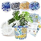 Losnakt Starry Night Style Mosaic Kits for Adults-DIY Flower Pot Arts and Crafts Kits with Mixed Irregular Tiles & Clay, Easy Assemble Perfect for Home Decor, Personalized Gifts & Hobbies for Women