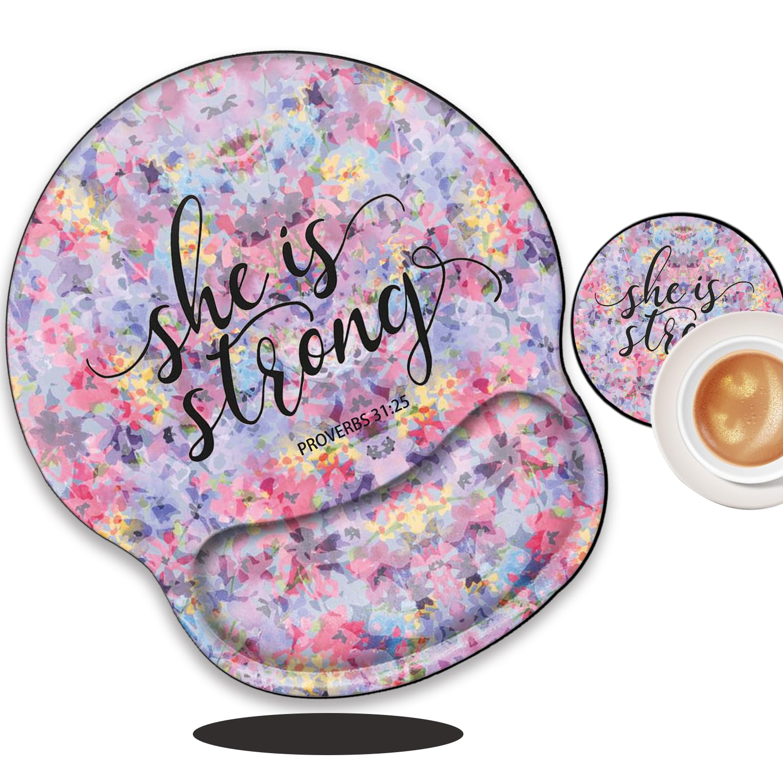 Flower Mouse Pad with Wrist Support Floral Ergonomic Mousepad Wrist Rest Gel Mouse Mat Gaming Cushion Mouse Pads for Computer Office Work Women Men Kids โ image 1