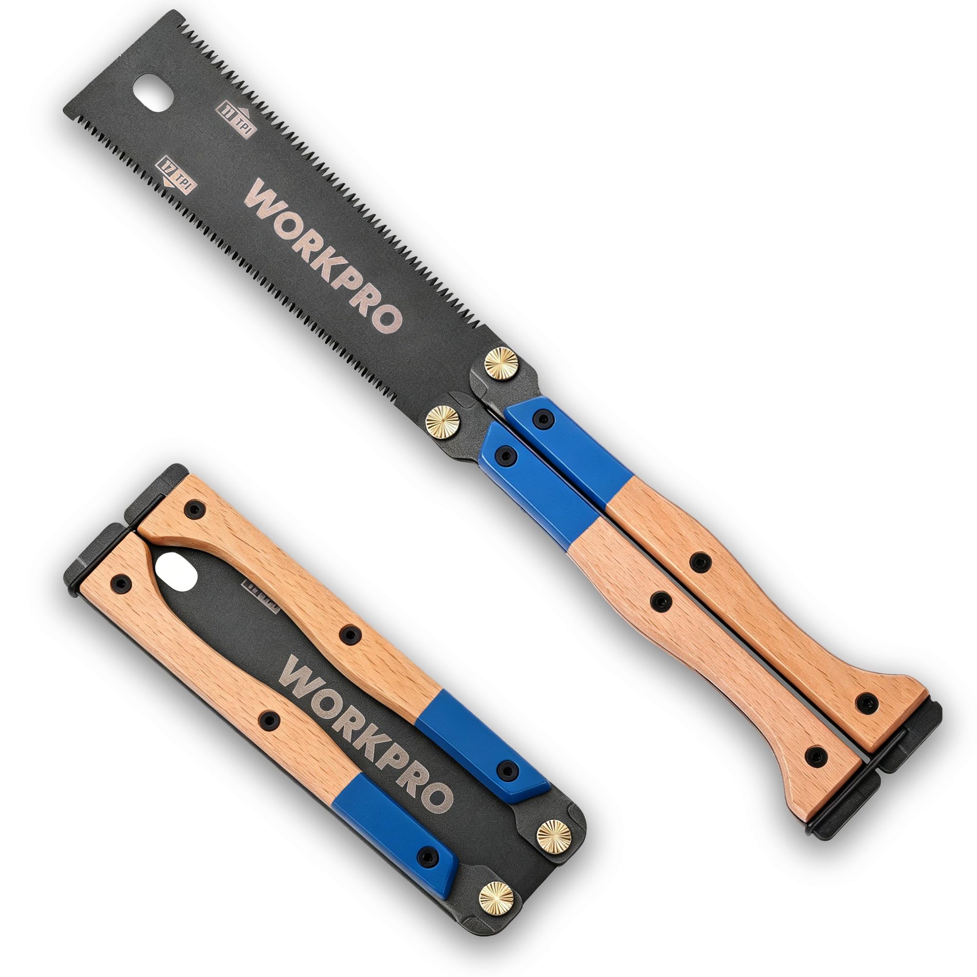 WORKPRO Folding Japanese Pull Saw, 310 mm Double-Edged SK5 Hand Saw
