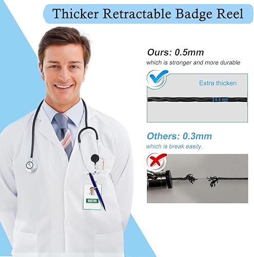 Miniatura 3 de 15 carretes de insignia con clip de metal para cinturón, carrete retráctil para colgar etiquetas de nombre, tarjetas de identificación, tarjetas de