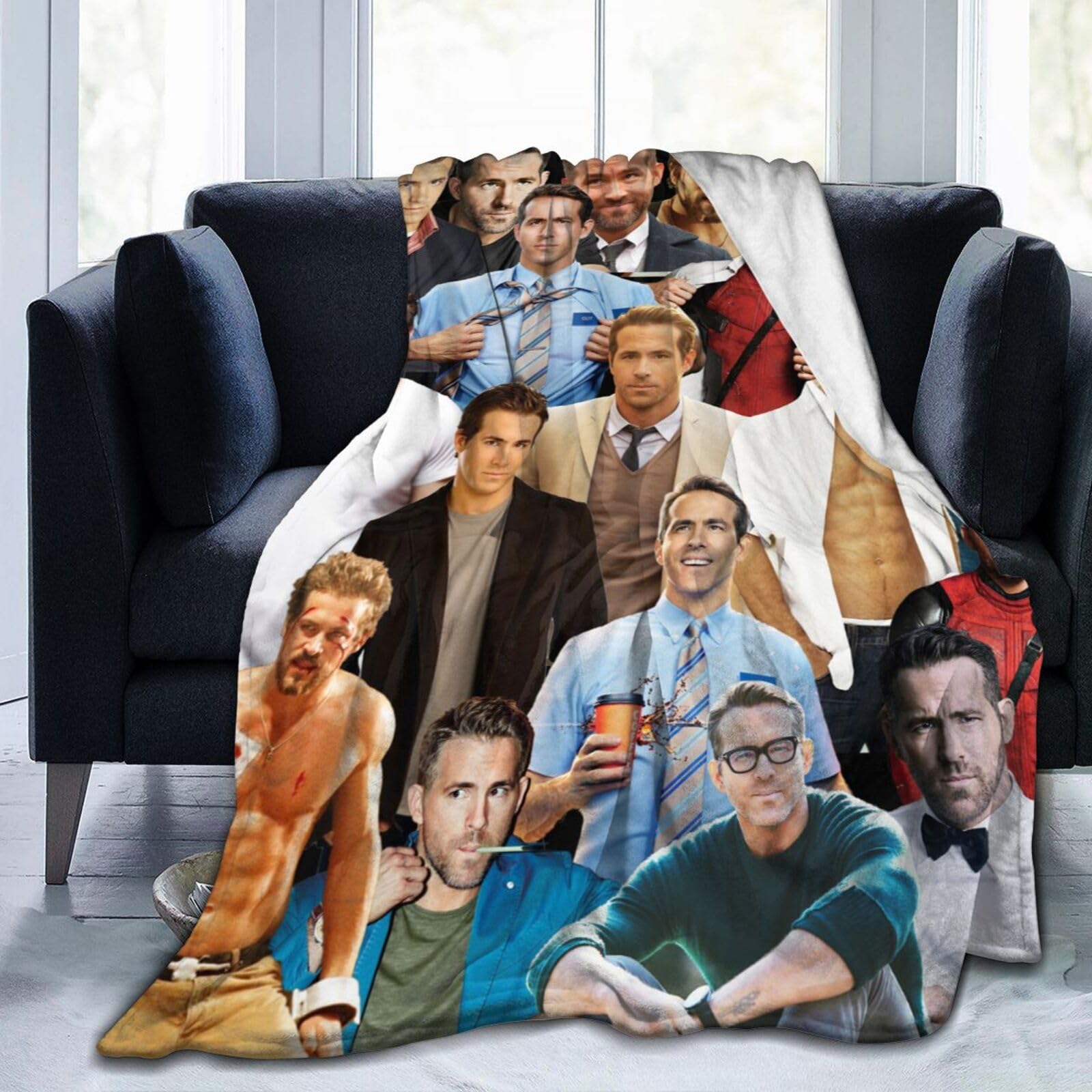 Suehome Blanket Ryan Reynolds Soft and Comfortable Wool Fleece Throw Blankets for Sofa Office car Camping Yoga Travel Home Decoration Cozy Plush Beach Blanket Gift
