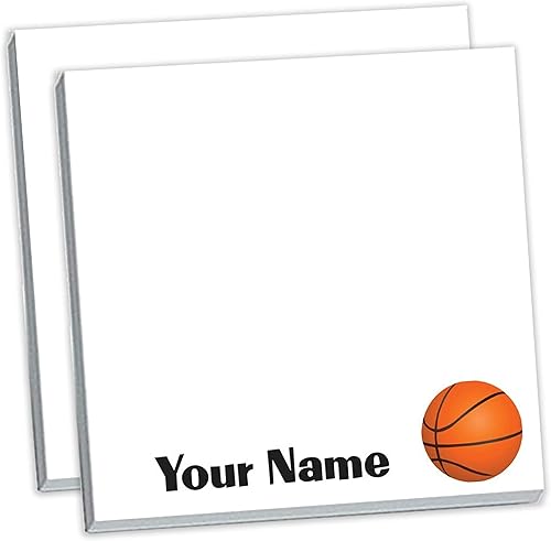 Notas adhesivas de baloncesto personalizadas 3 x 3 pulgadas con 50 hojas por bloc, texto personalizado, nombre, idea de regalo, bloc de notas