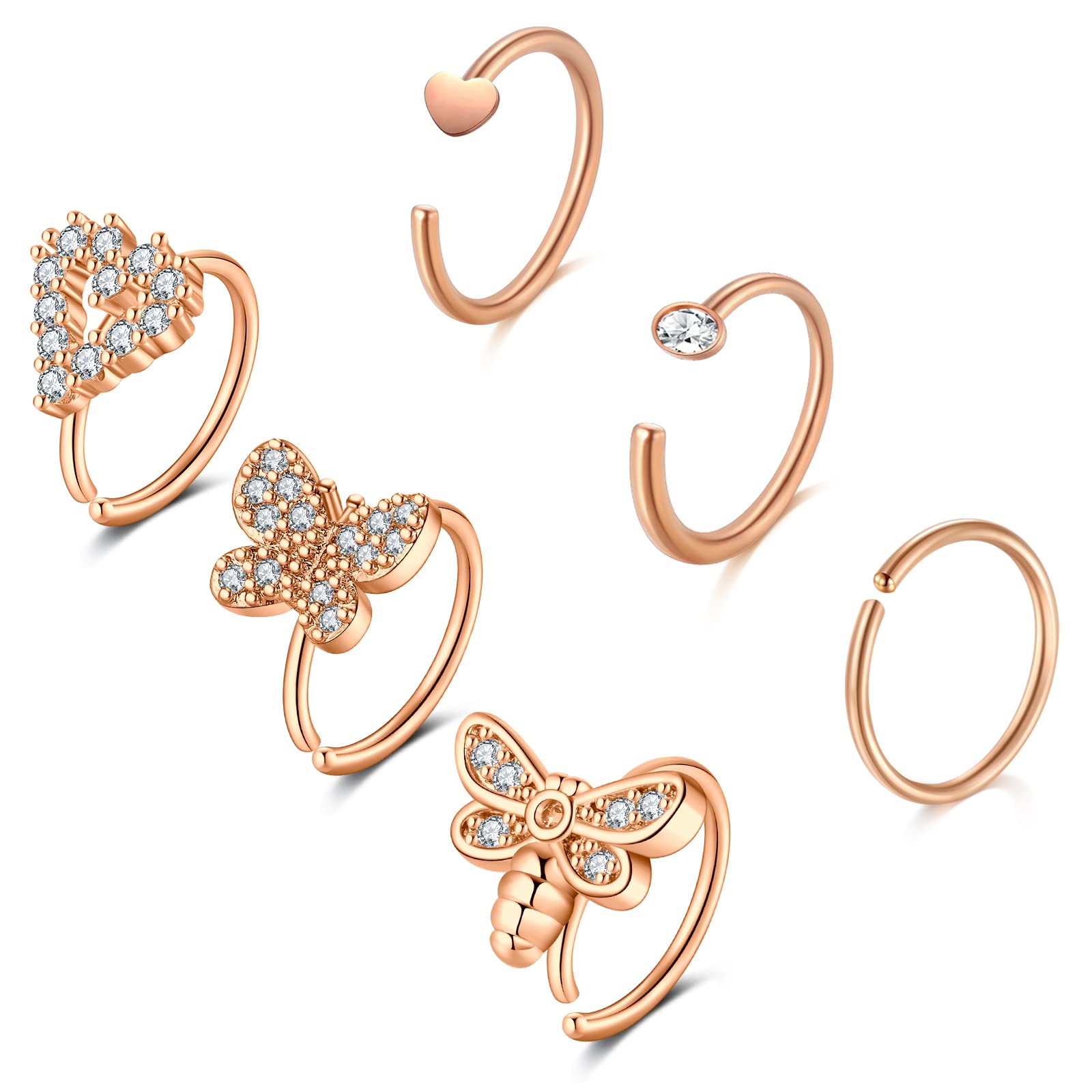 VF VFUN 20G Piercing Nariz Acero Quirurgico 8 Mm En Forma De C Anillos De Aro En La Nariz Anillos En La Nariz Para Mujeres Hombres