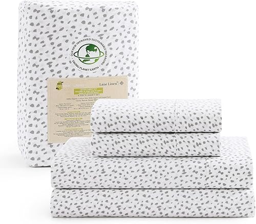 Miniatura 1 de LANE LINEN - Juego de sábanas tamaño Queen, 100% algodón orgánico percal de 4 piezas transpirable para colchones de hasta 15 pulgadas de