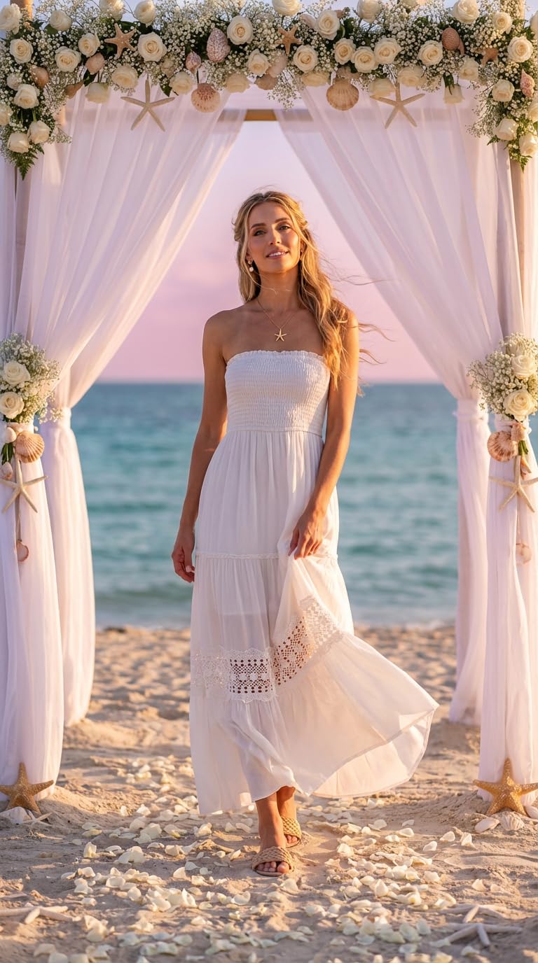 ZESICA Strapless Maxi Dress Clásico Mujer