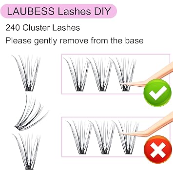 Eyelash Clusters LAUBESS Lash Clusters Individual Lashes Cluster Eyelash Extensions DIY at Home Waterproof Cluster Lashes (20D-0.07C-9-16)
