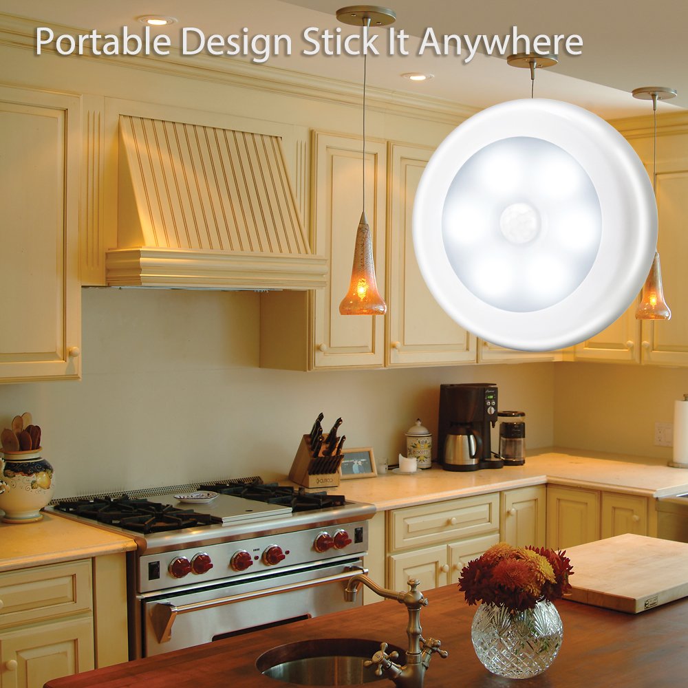 Lot De 6 Lampes À Détecteur De Mouvement, Sans Fil, Alimentées Par Batterie, Tampon Adhésif Et