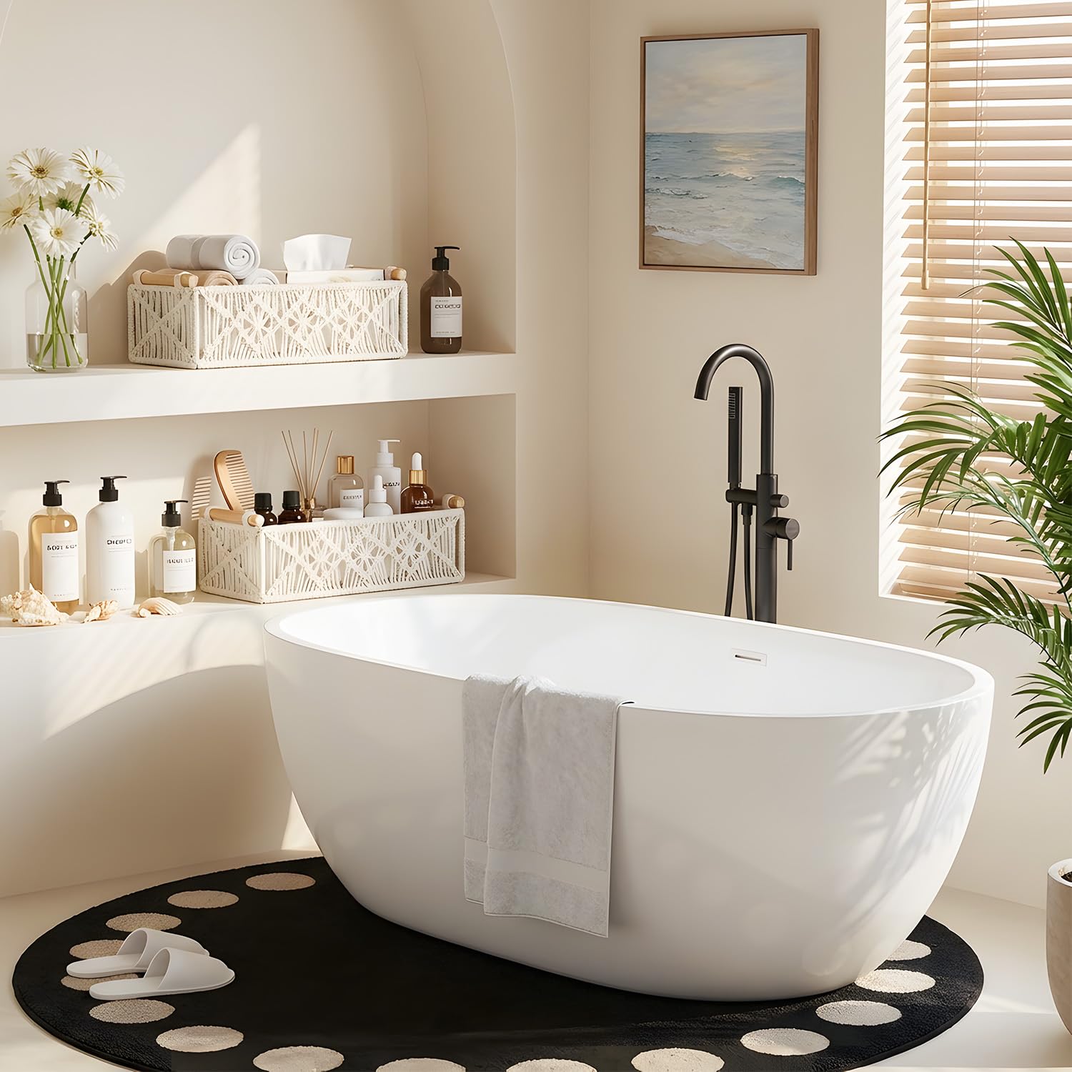 Cestini Portaoggetti In Macramè Set Di 4, Cestini Intrecciati Stile Boho | Manici In Legno E Rivestimento In Tessuto, Contenitori Decorativi Per Bagno Camera Armadio Casa