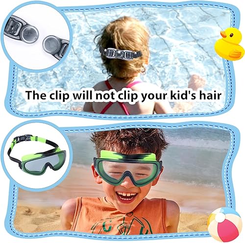 Miniatura 6 de Paquete de 3 gafas de natación para niños, gafas de natación con lente de visión amplia de una pieza de 3 a 15 años