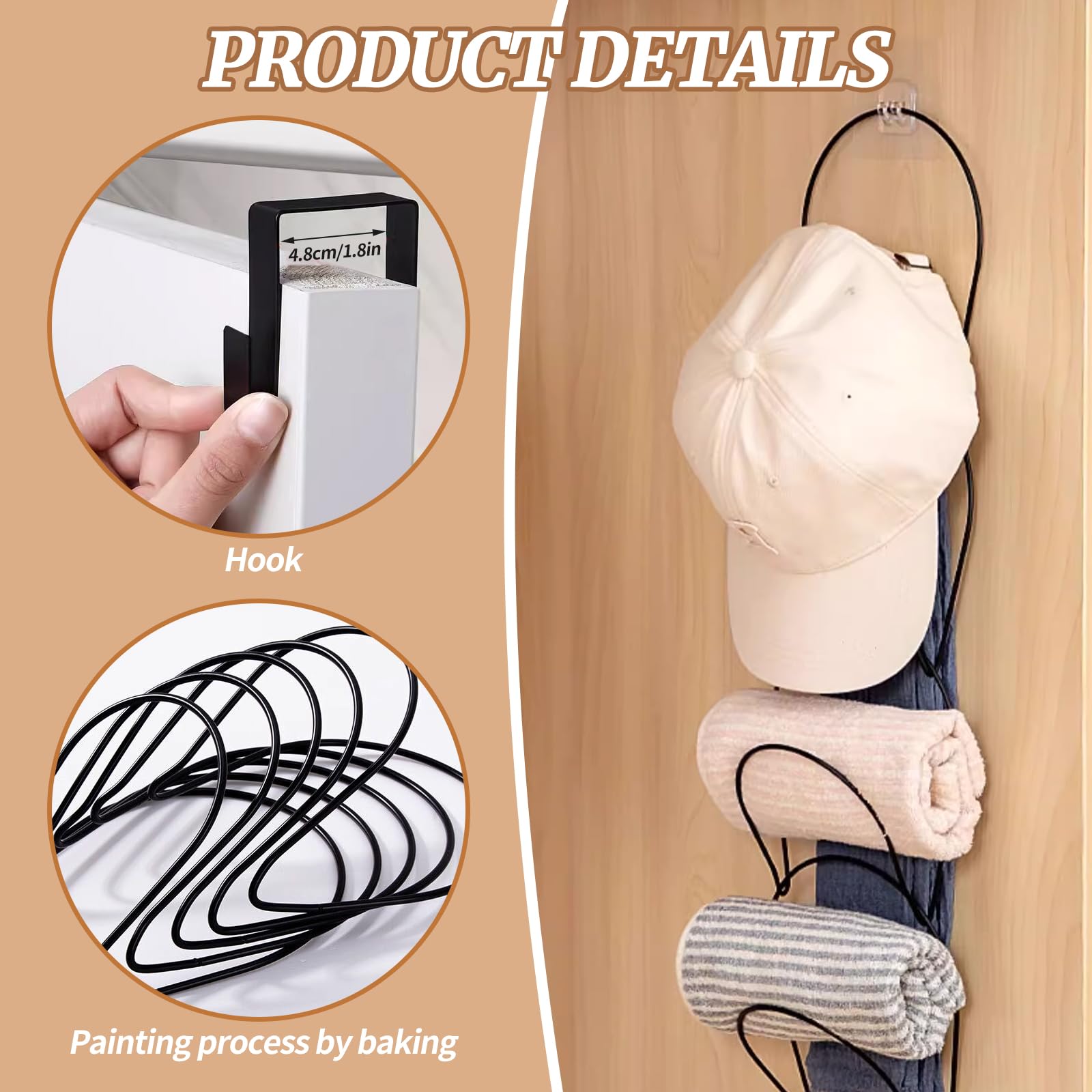 5 Stück Cap Halter Tür Hut Racks, Baseball Cap Halterung Hängende Caps Halterung Wand Multifunktional Mützen Aufbewahrung Kappenhalter für Schals Handtaschen Handtücher Kleidung Krawatten