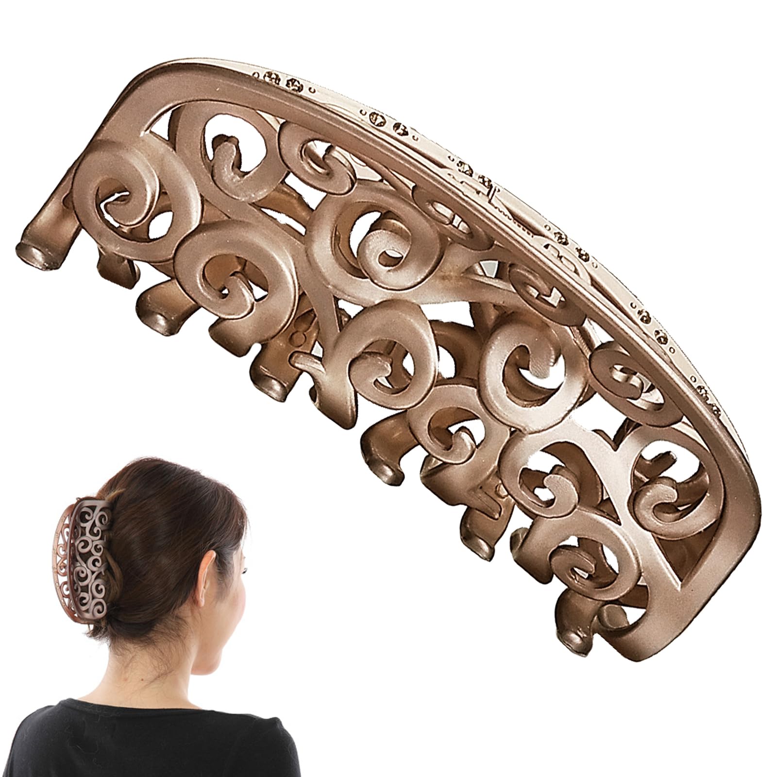 ストーン付きベージュヘアクリップ 約7.5cm Amazon.co.jp: 【美人髪KOEIDO】 バンスクリップ アラベスク模様