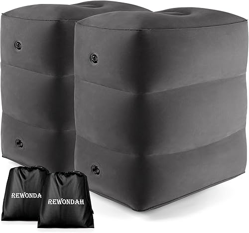 Rewondah - Reposapiés inflable Rewondah para aviones, cama de avión para niños, almohada de descanso de pies de viaje de altura ajustable, extensor