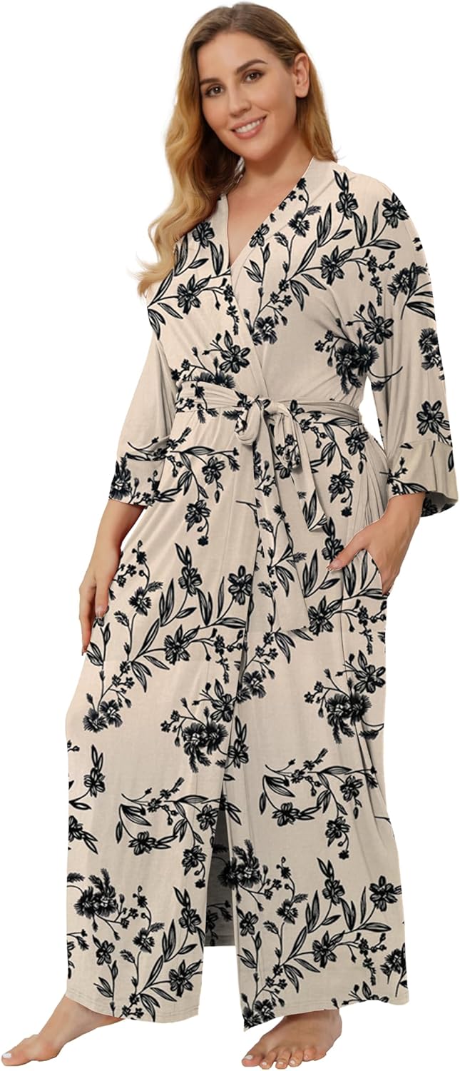Super Shopping-zone Women's Plus Size Long Robes Kimonos Plus Size Maternity Robes Delivery Robes Sleepwear - Image 5