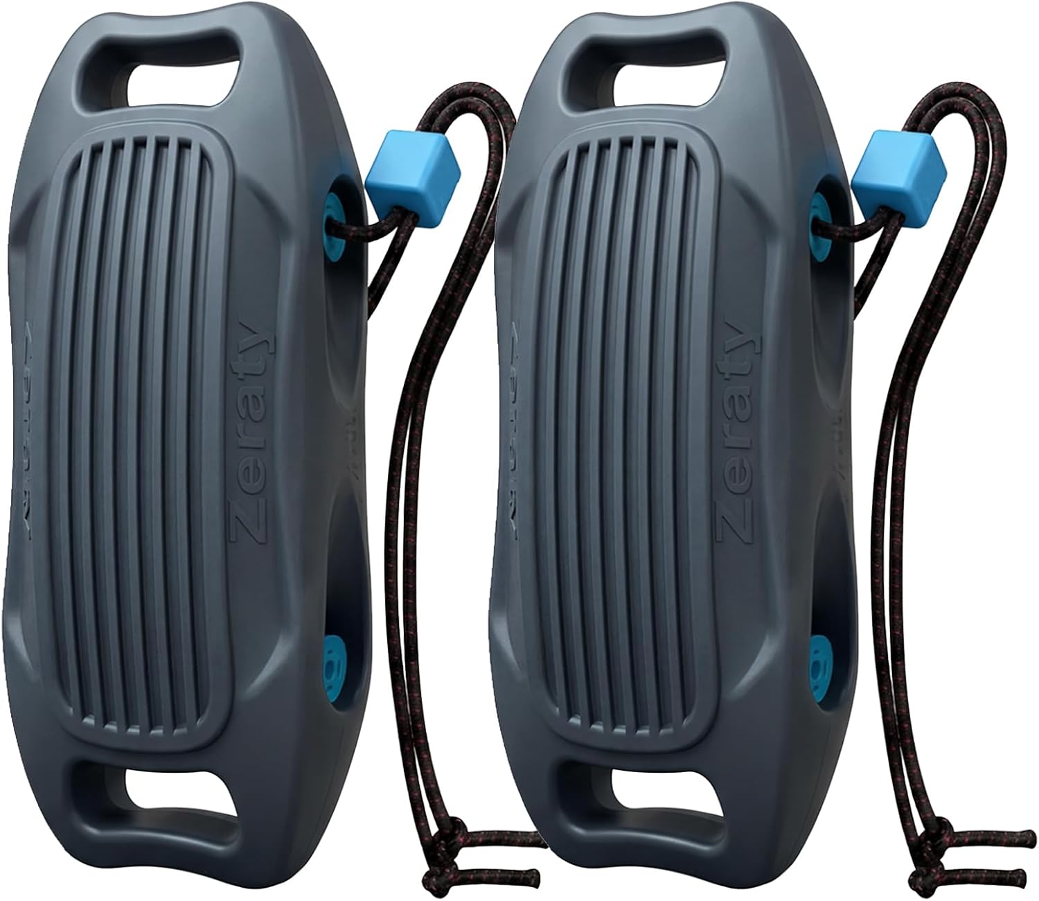 Zeraty Solid EVA Boat Fenders 1-2-4 Packs, 17''x8'' No-Deflation Dock Bumpers with Adjustable Ropes, Modular Stackable Non-Rolling Marine Hull Protector for Pontoon, Yacht, Bass, Jet Ski and Jon Boats