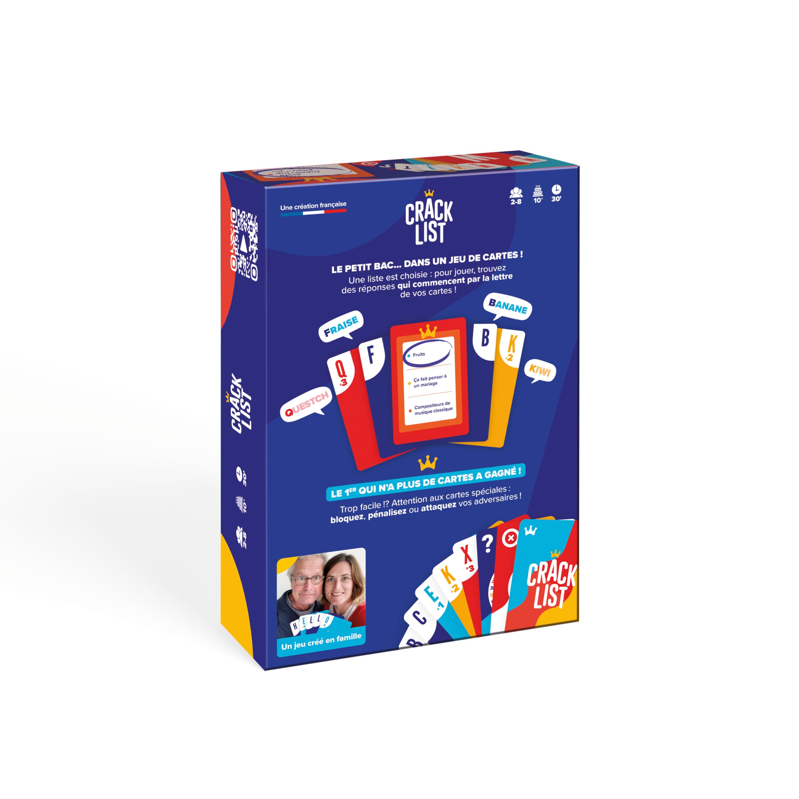CRACK LIST - Jeu du Petit bac - Jeu de Cartes - Jeu d'ambiance - entre amis et en famille - 10 ans et plus - 2 à 8 joueurs - version française - Yaqua Studio, YAQ001CR, Bleu