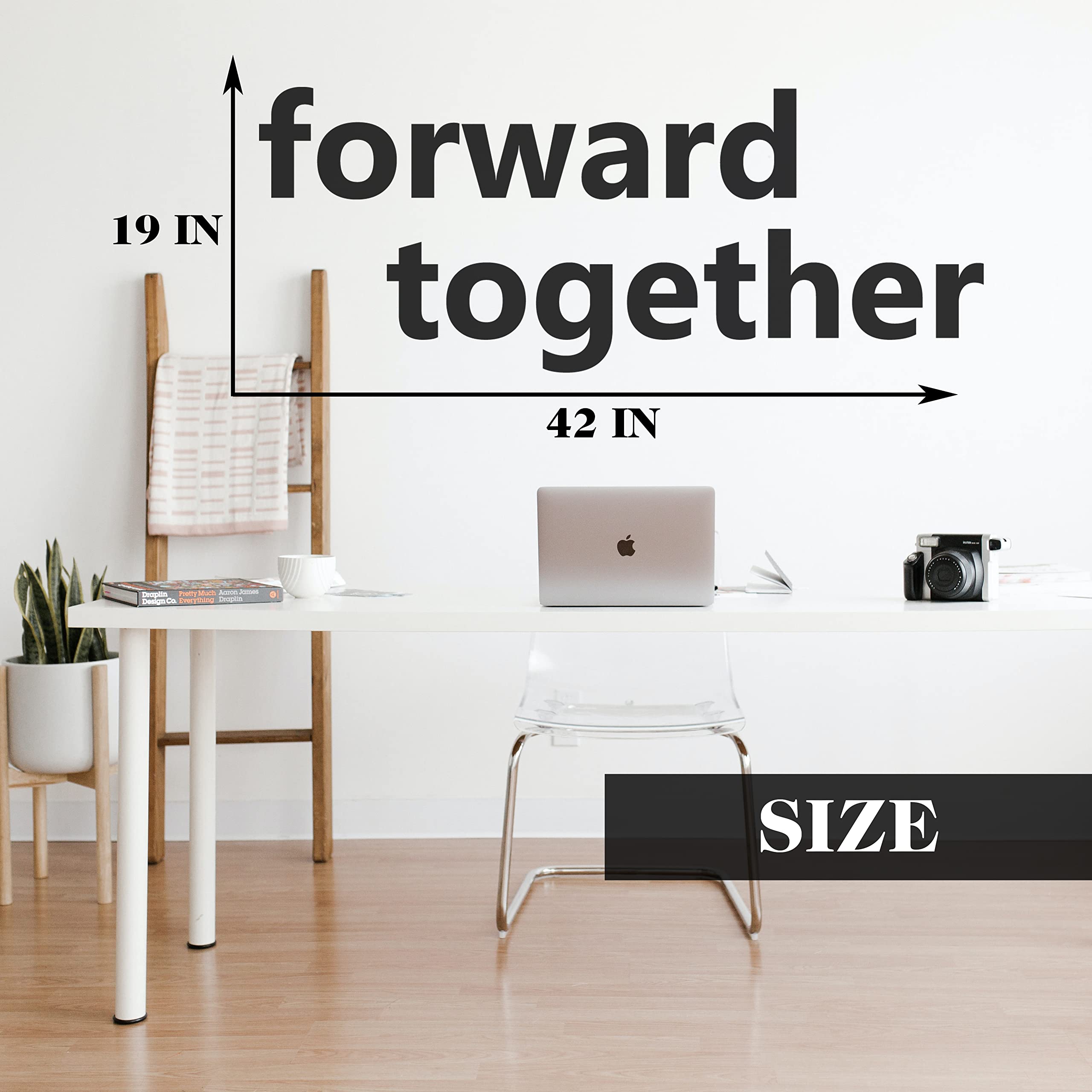 Calcomanía motivacional e inspiradora para pared de oficina, citas de vinilo para negocios, palabras de trabajo en equipo y decir decoración positiva (hacia adelante juntos)
