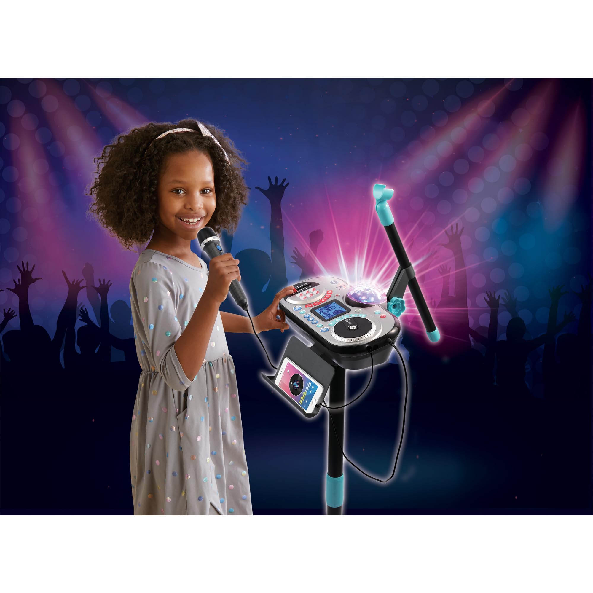 VTech Kidi Super Star DJ Studio Black – 10 en 1 Juguete Karaoke con micrófono, Mesa de Mezclas extraíble y Muchos Efectos para editar la música – para niños de 6 a 12 años