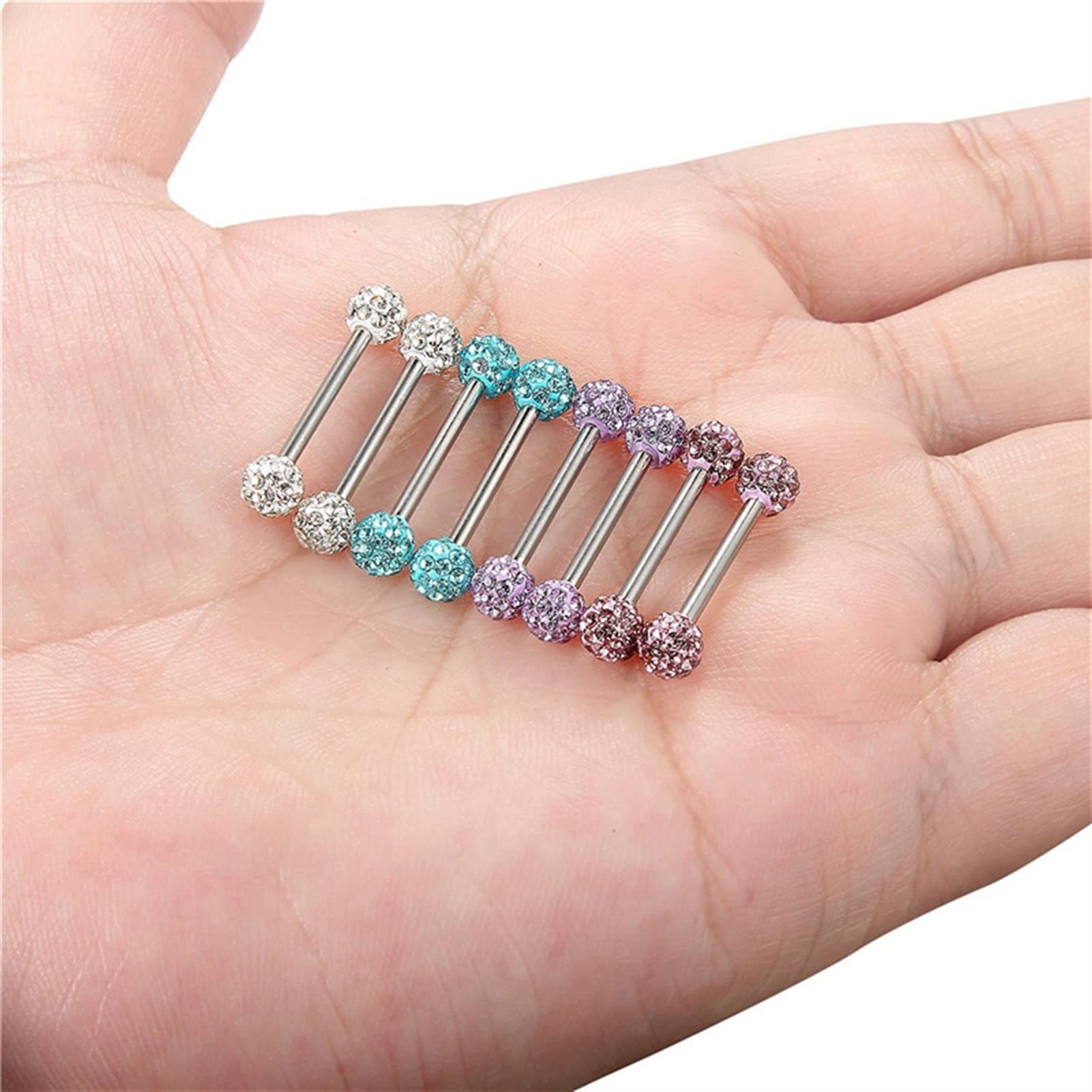 Lot De 10 Piercings De Langue En Acier Inoxydable - Bijoux De Mode Pour Fêtes Et Performances - Taille 3,2 Cm - 7