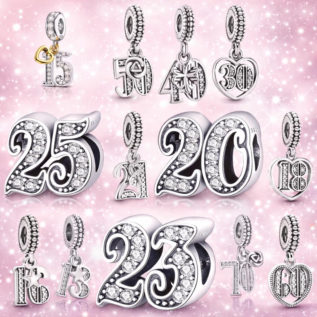 Charm Años Compatible Todas las Marcas Cumpleaños Aniversario Colgantes Originales Encanto Cuentas Plata 925 Mamá Cuenta Amuleto Suerte Corazón Familia Navidad Mujer