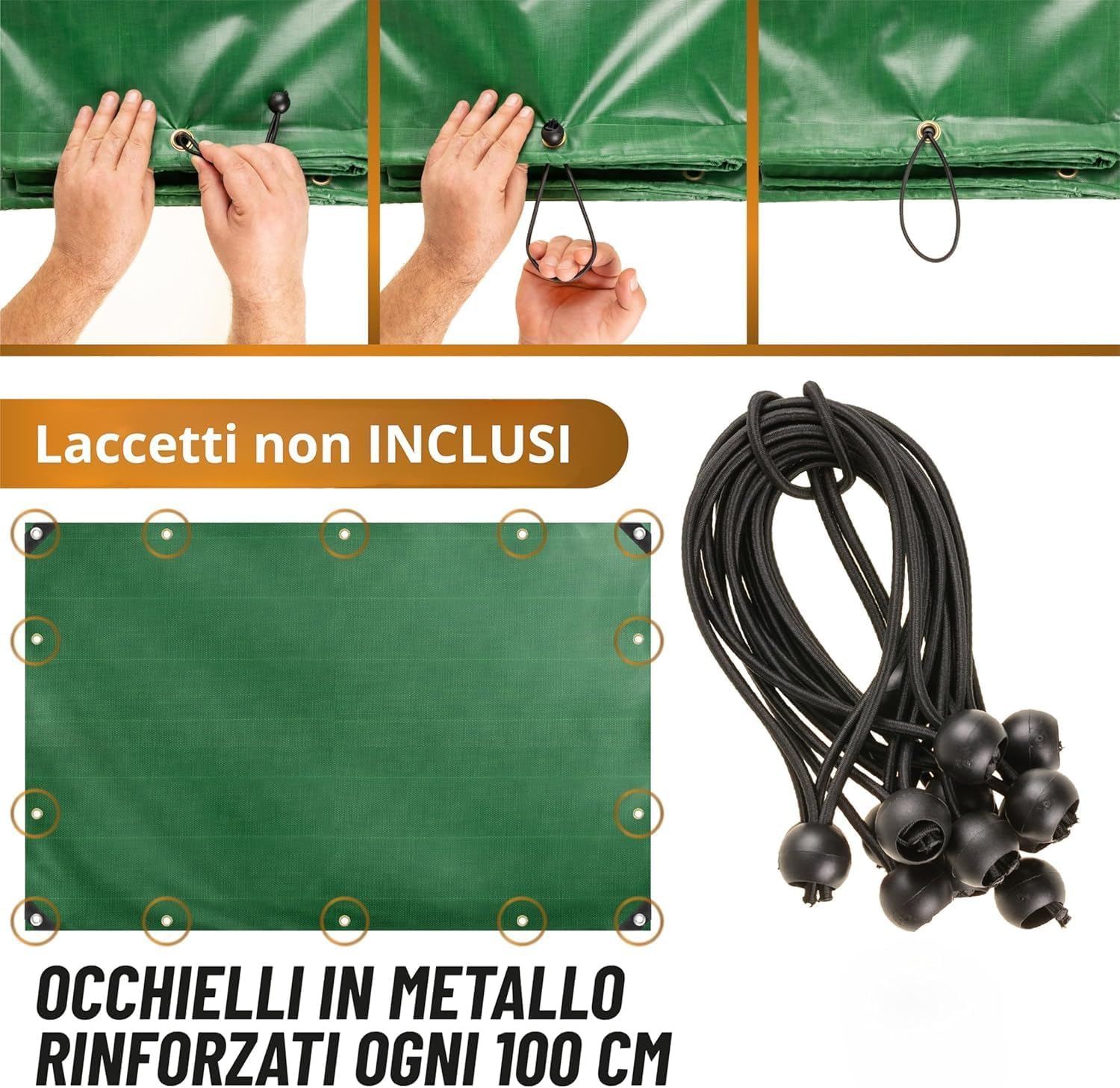 Telo/Telone Impermeabile Esterno - 6x10 METRI - ANTISTRAPPO - DURABILITA' 5 ANNI, Telo Copritutto Senza Elastici Inclusi, Telone Occhiellato Rinforzato, Verde, 130gr/mq