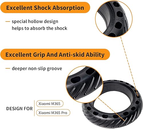 Miniatura 3 de Soviny Repuesto de neumático sólido para scooter eléctrico Xiaomi M365  Gotrax Gxl V2, neumáticos eléctricos de 8.5 pulgadas, neumático a prueba de