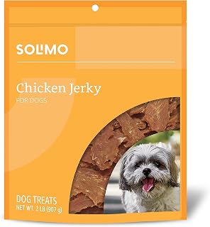 Solimo Chicken Jerky Dog Treats 2 lbs - High Protein Grain-Free Chewy Treats, No Corn Wheat Soy Gluten, Amazon Brand