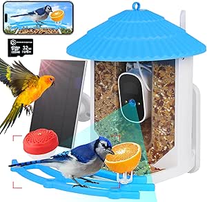 Bird Feeder with Camera, 4MP HD Smart Bird Feeder with Camera Wireless Outdoor, AI Identify, Solar Powered & 32GB SD Card, Auto Capture Bird Videos and Instant Notifications, Ideal Gift for Bird Lover asin的图片