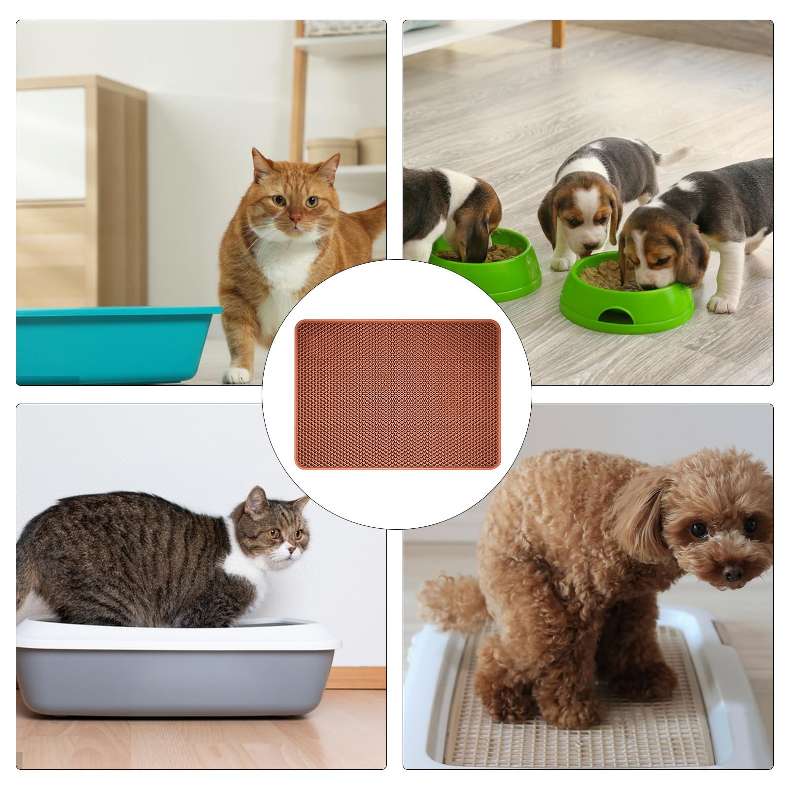 Alfombrilla para arenero de gatos – Alfombrilla de doble capa impermeable | y lavable, alfombra de profundo para areneros de gatos con base antideslizante, protección del suelo para gatos, gatito