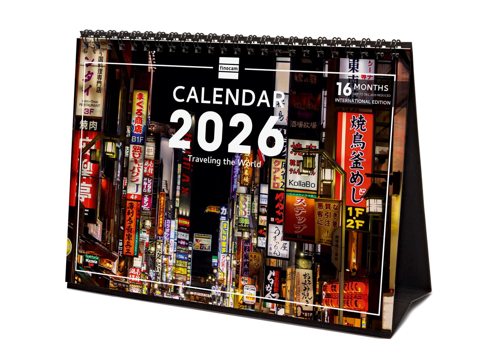 Finocam - Tischkalender 2026 Monatsansicht Januar–Dezember 2026 + Sept.–Dez. 2025 (4 Monate) reduziert | Kalender 2026 | Bilder Traveling - International