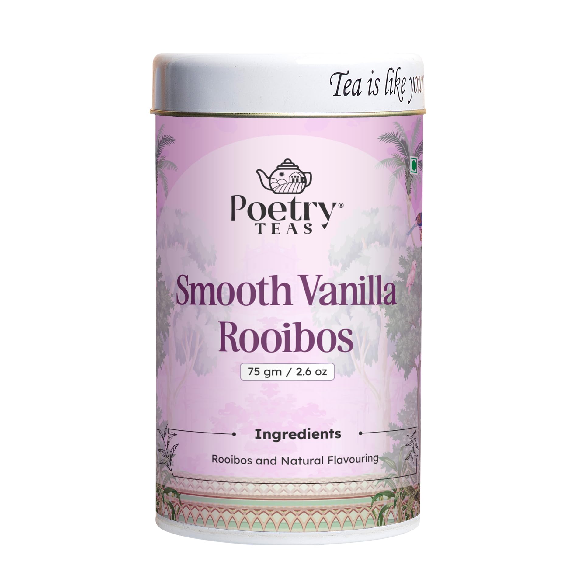 Poetry Teas Smooth Vanilla Rooibos Tea - South African Red Tea, Rich in Antioxidants, Caffeine-Free Herbal Tea - 75 Grams (Pack of 1)