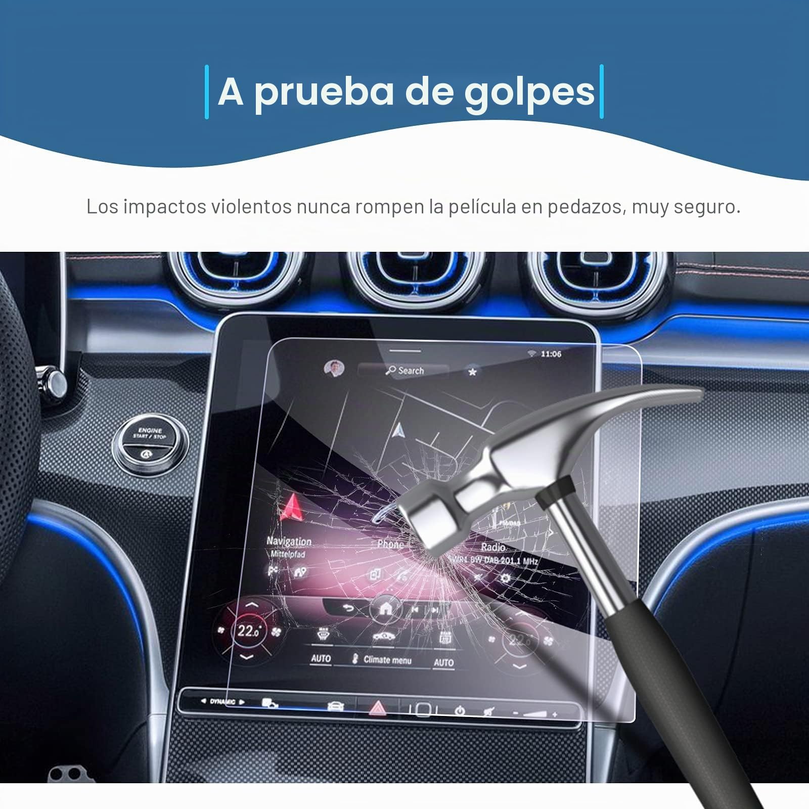 GAFAT Compatible con Mercedes Benz Clase C W206/GLC X254 2025 2026-2023 Navegation + Cockpit Protector de Pantalla de Cristal, Clase C 2025 11,9" + 12,3" Touchscreen, 9H Antiarañazos [2 Piezas]