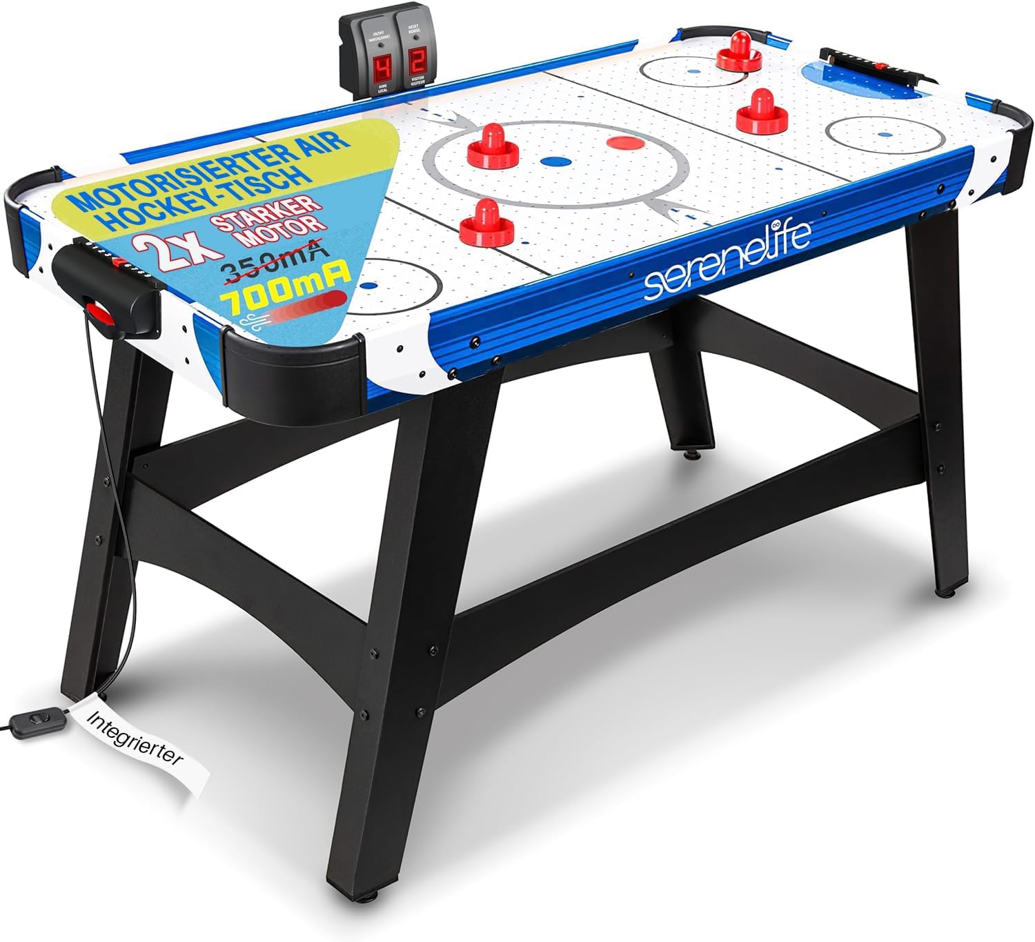 SereneLife 58in Powered Air Hockey Table Upgraded 700mA 12v 2x Powerful Motor