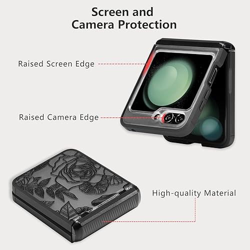 Miniatura 4 de XIZYO Funda para Samsung Galaxy Z Flip 5, funda floral Z Flip 5, bonita funda estética rosa transparente para mujeres y niñas, patrón delgado