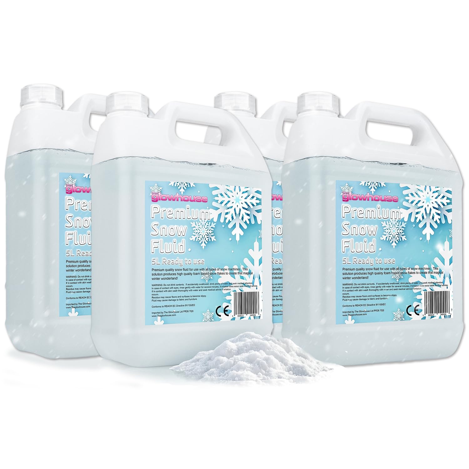 The Glowhouse 4 x 5L Premium Snow Fluid Artificial Snow Fake Snow Machine Liquid (20L total)