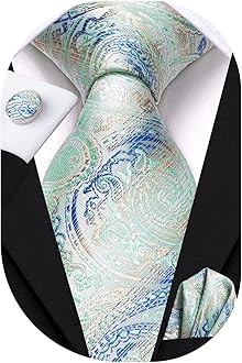 Silk Paisley Ties for Men Necktie Pocket Square Cufflinks Set Foral Tie Sets Formal Business