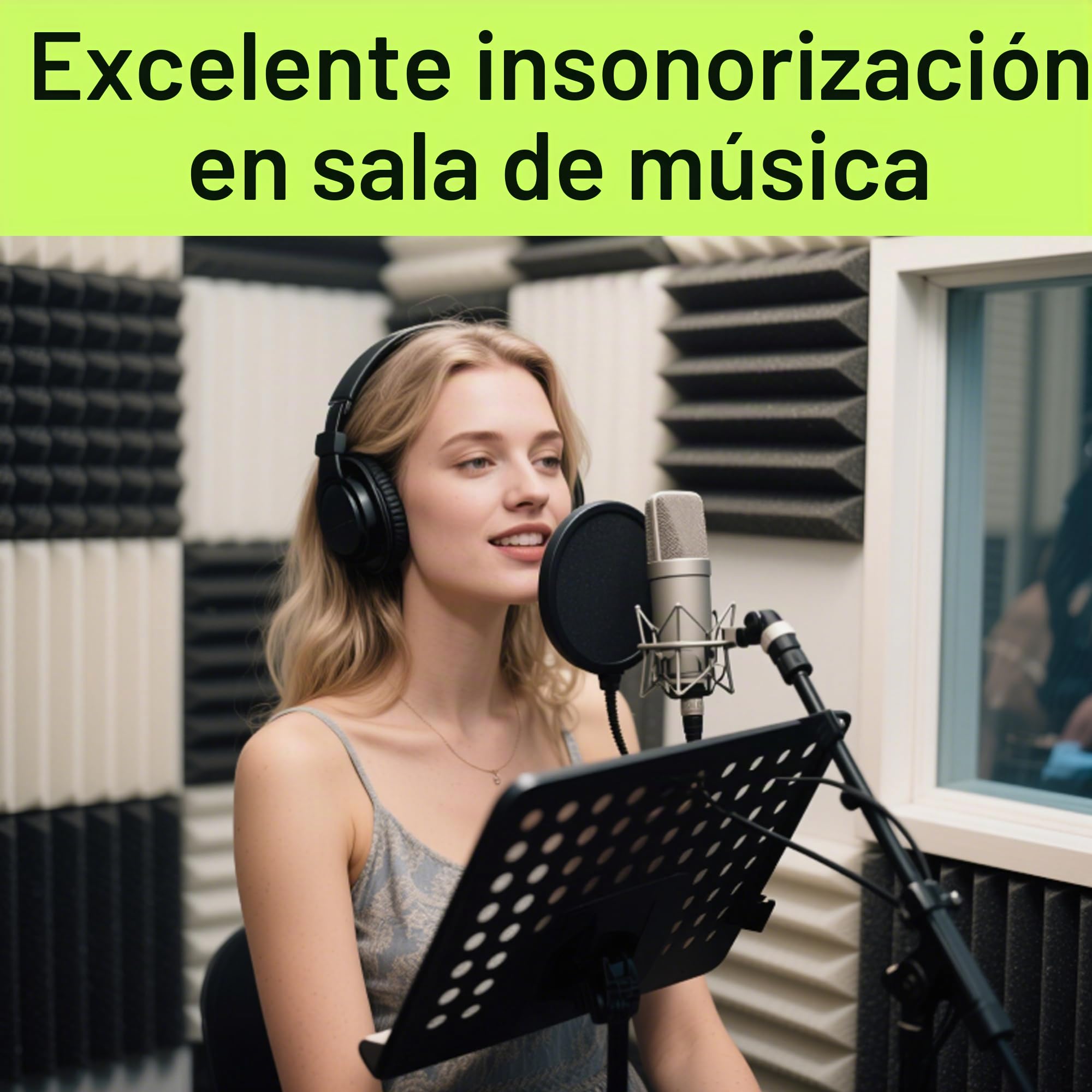 Foneso Espuma Acústica, 30x30x5 cm (Densidad: 25 kg/m³) pared Absorbente de Sonido de alta Densidad 3D, Materiales de Aislamiento Acústico para Salas de Grabación y Oficinas (Negro, 48 Piezas)