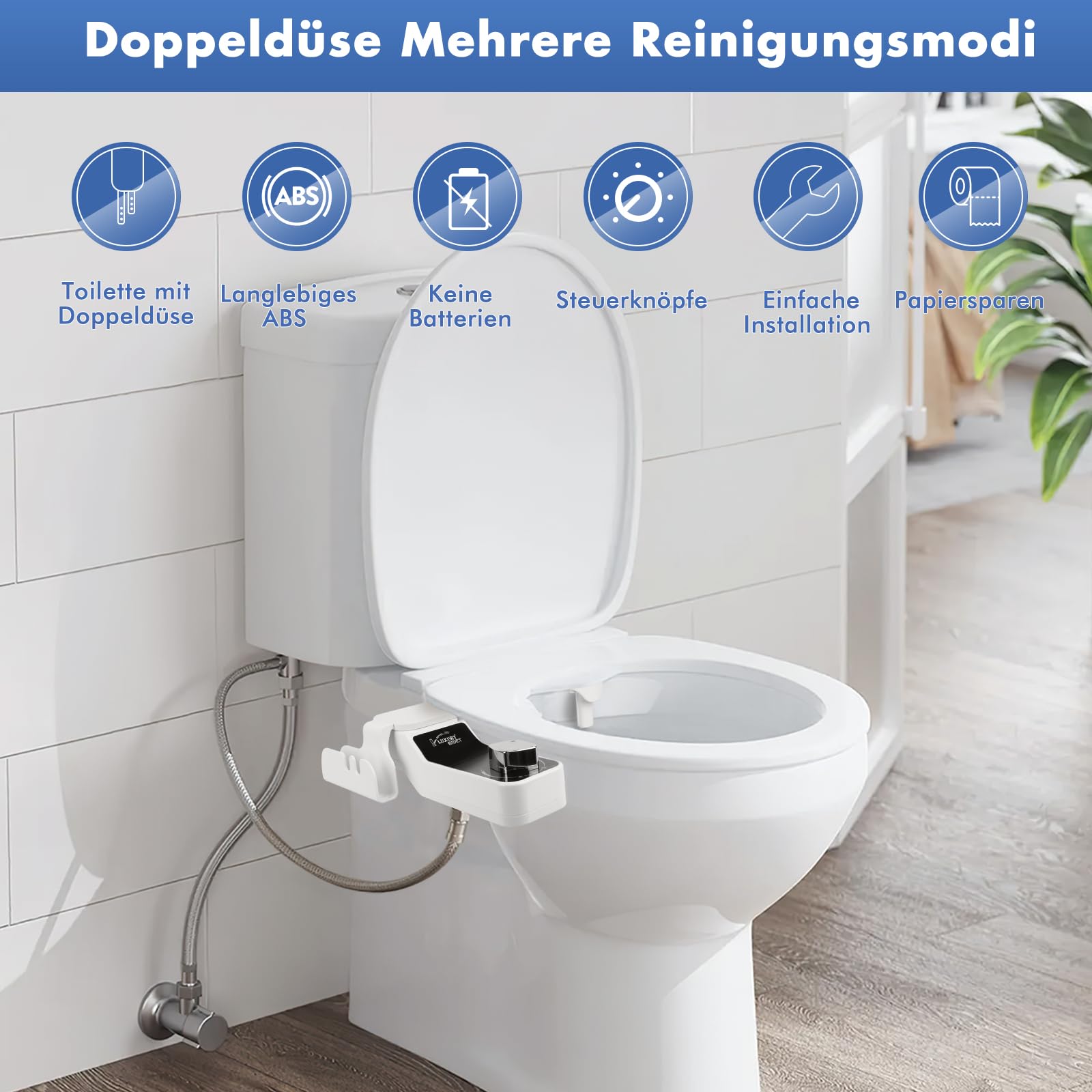Bidet Einsatz für Toilette Nicht Elektrisch Bidet Aufsatz für Toilette mit Einziehbare Selbstreinigende Doppeldüsen Dusch WC-Aufsatz,Einstellbarer Wasserdruck Bidets Toilette für Frau und Mann