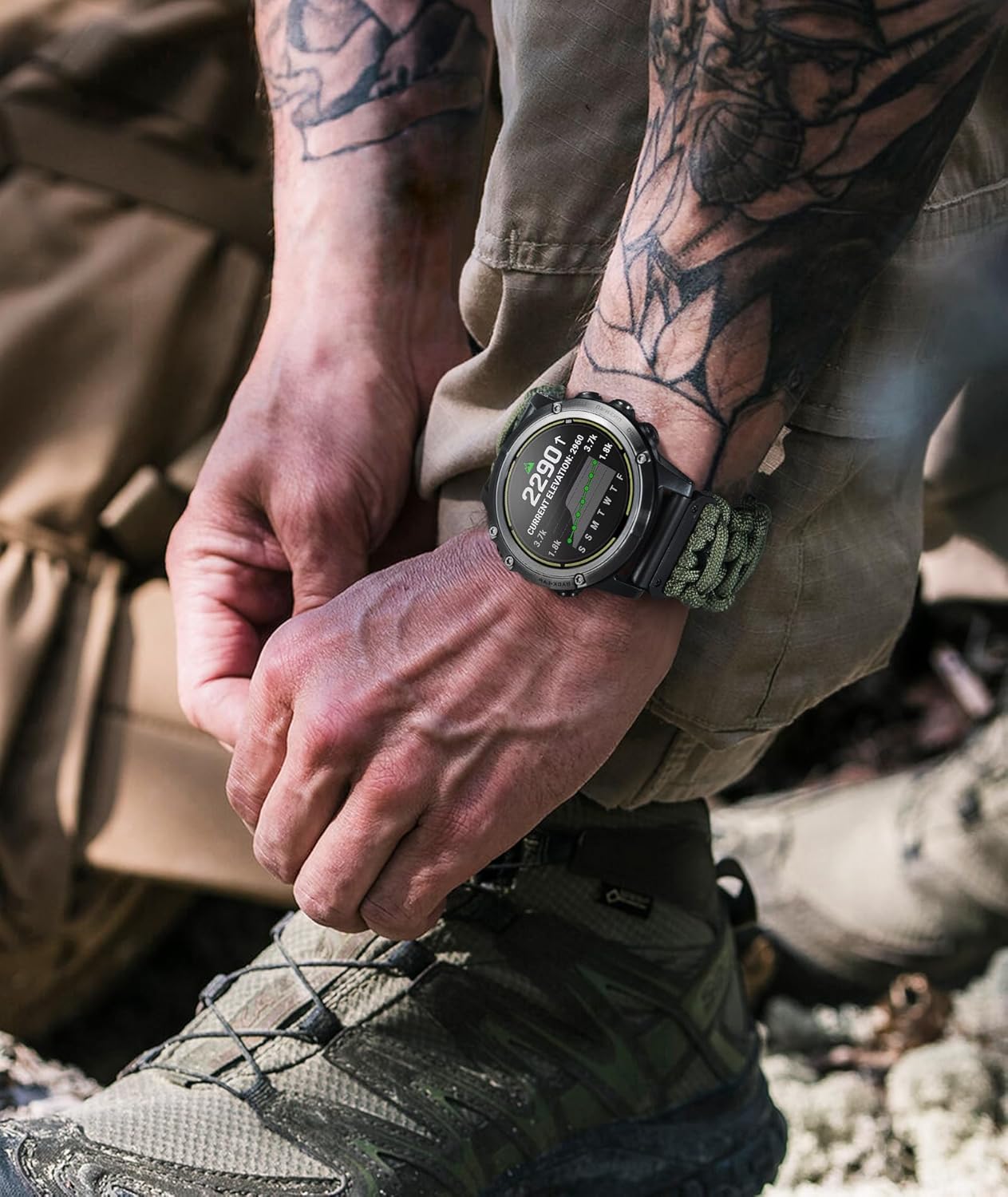 BINLUN Compatible with Garmin Watch Band 20mm/22mm/26mm 550 Paracord Rugged Military Braided Nylon Watch Strap Design for Garmin Fenix/Fit for Forerunner for MARQ for Descent - Image 4